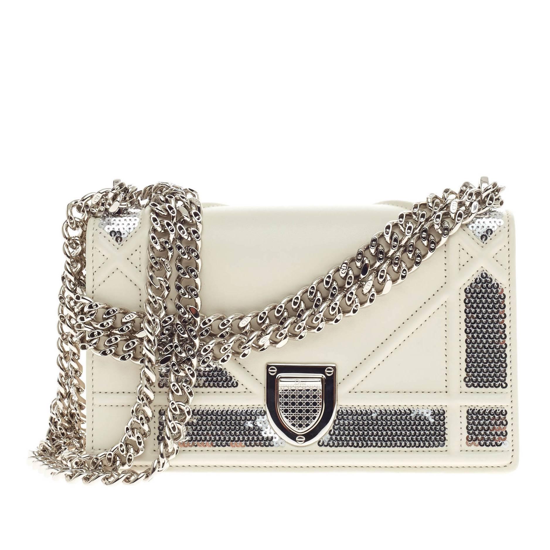 Christian Dior Diorama Flap Bag Sequin Embellished Lambskin Mini
