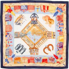 Vintage Hermes Silk Scarf "Charmes des Plages Normandes"