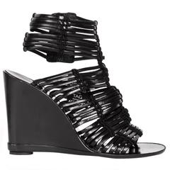 Sigerson Morrison Black Leather Wedge Sandals