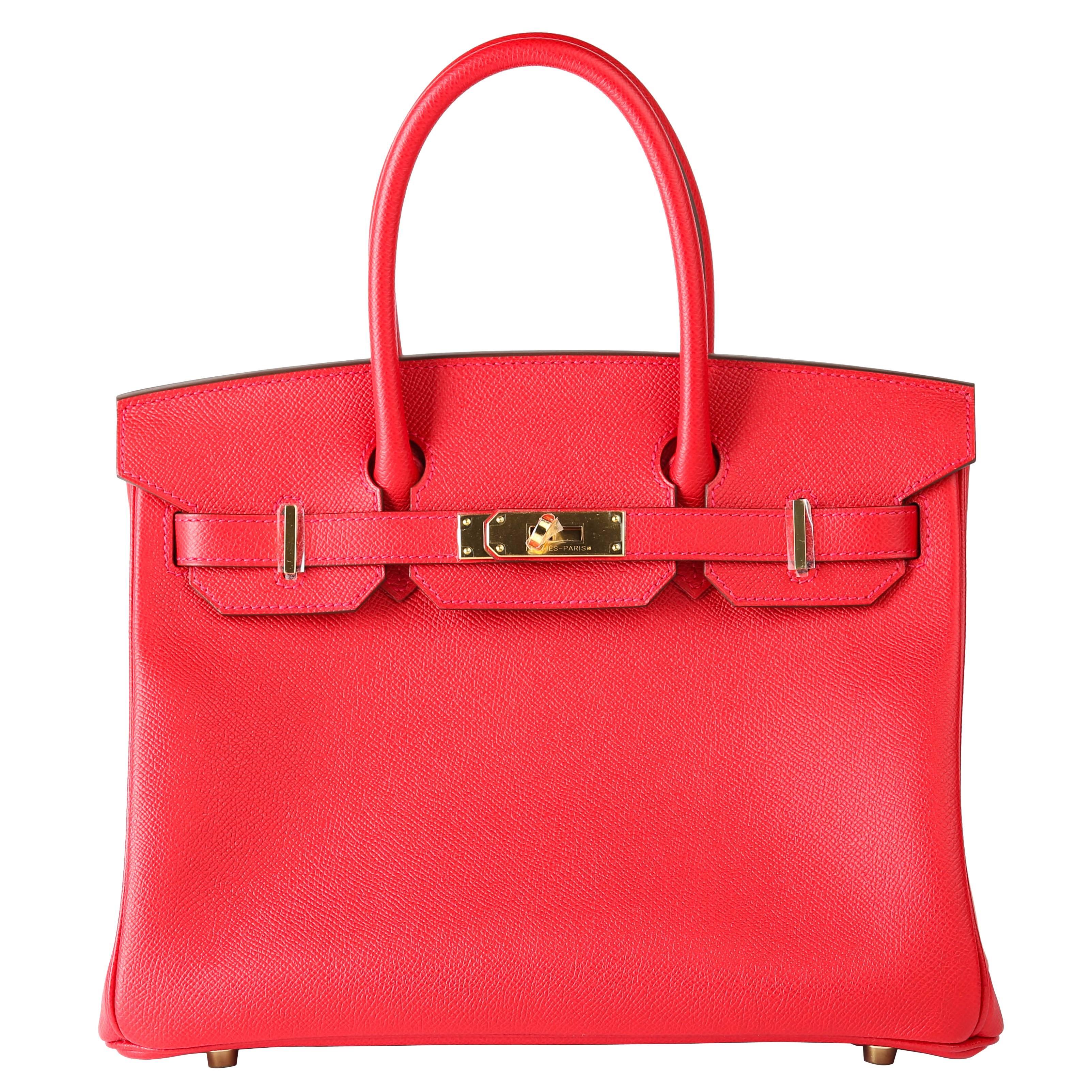 Hermes  Birkin 30 cm Rouge Casaque Epsom Leather Gold HDW For Sale