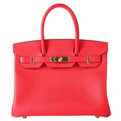 Hermes  Birkin 30 cm Rouge Casaque Epsom Leather Gold HDW 