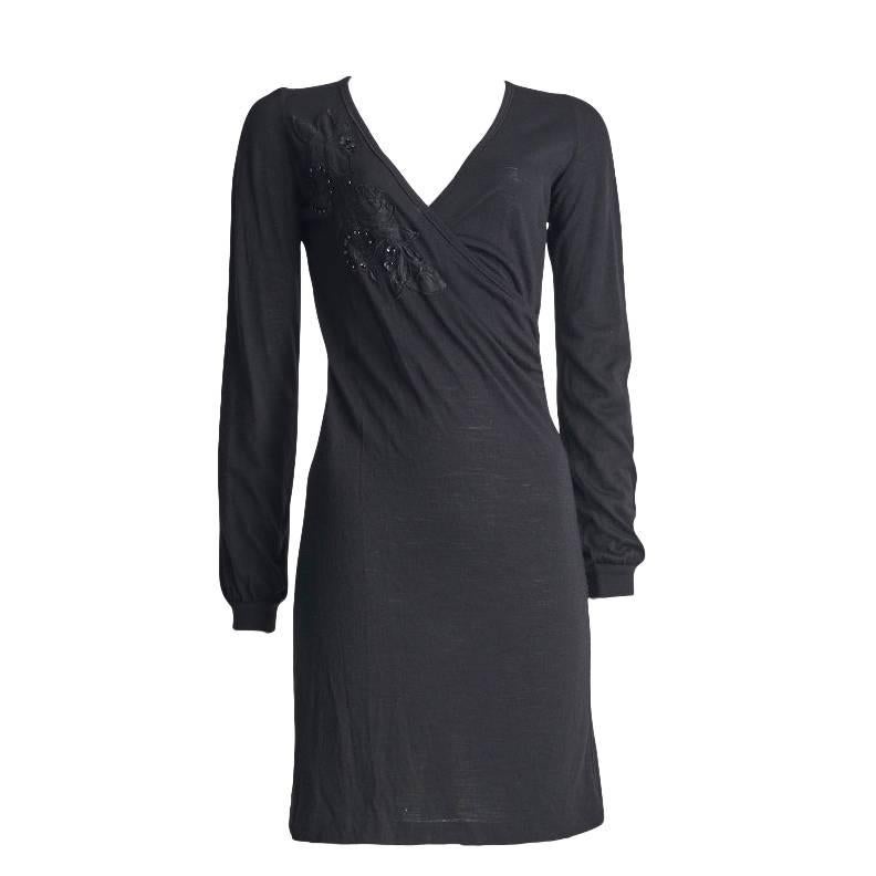 Vanessa Bruno Black V Neck Applique Dress Approx Size UK 6 For Sale