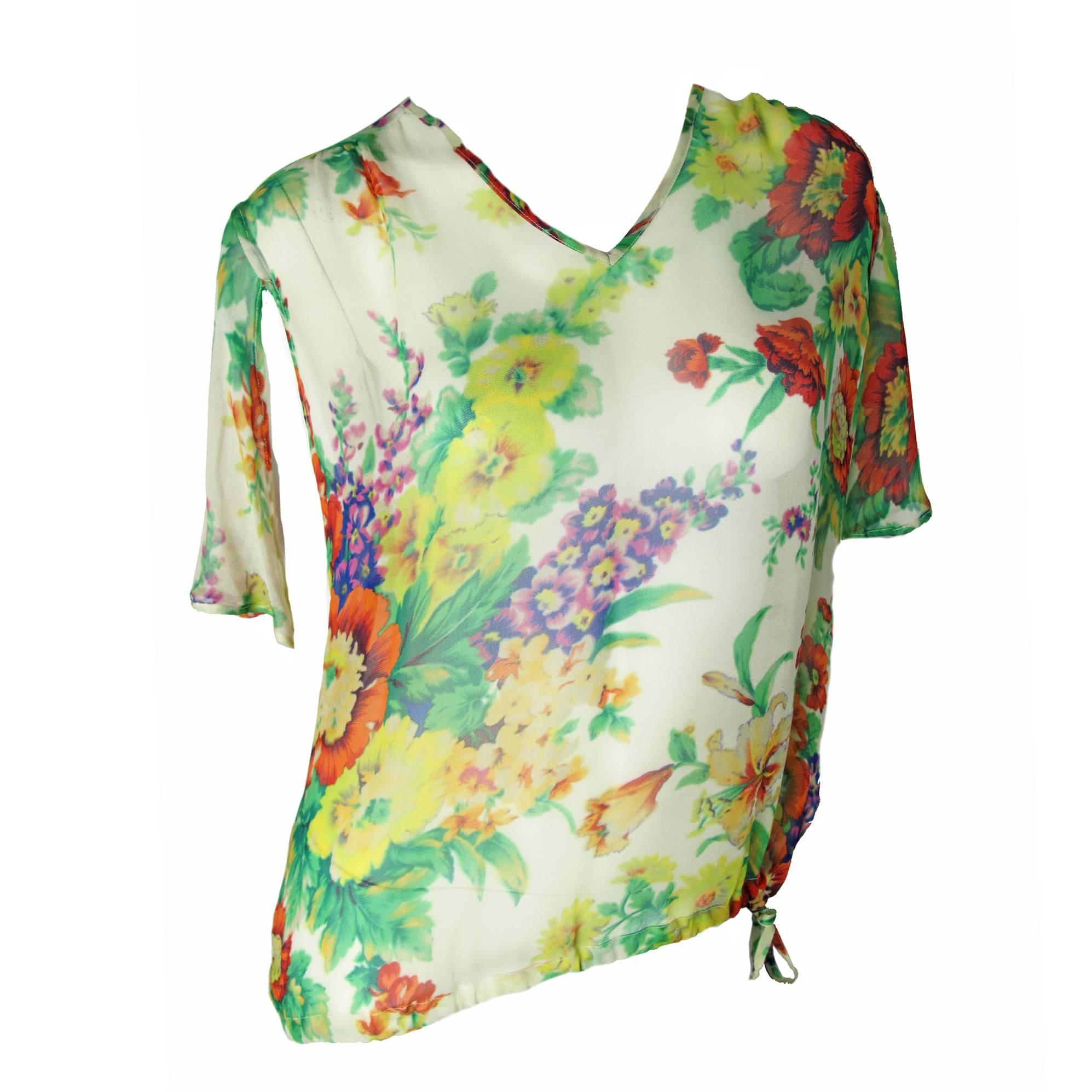 Dries Van Noten Floral Silk Chiffon Blouse