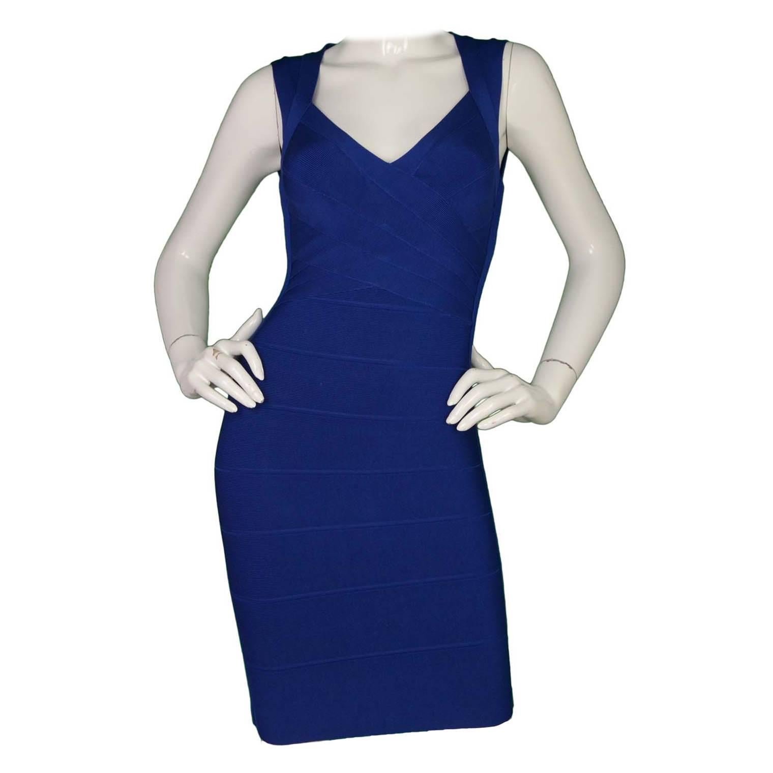 Herve Leger Cobalt Blue Bandage Dress sz XS