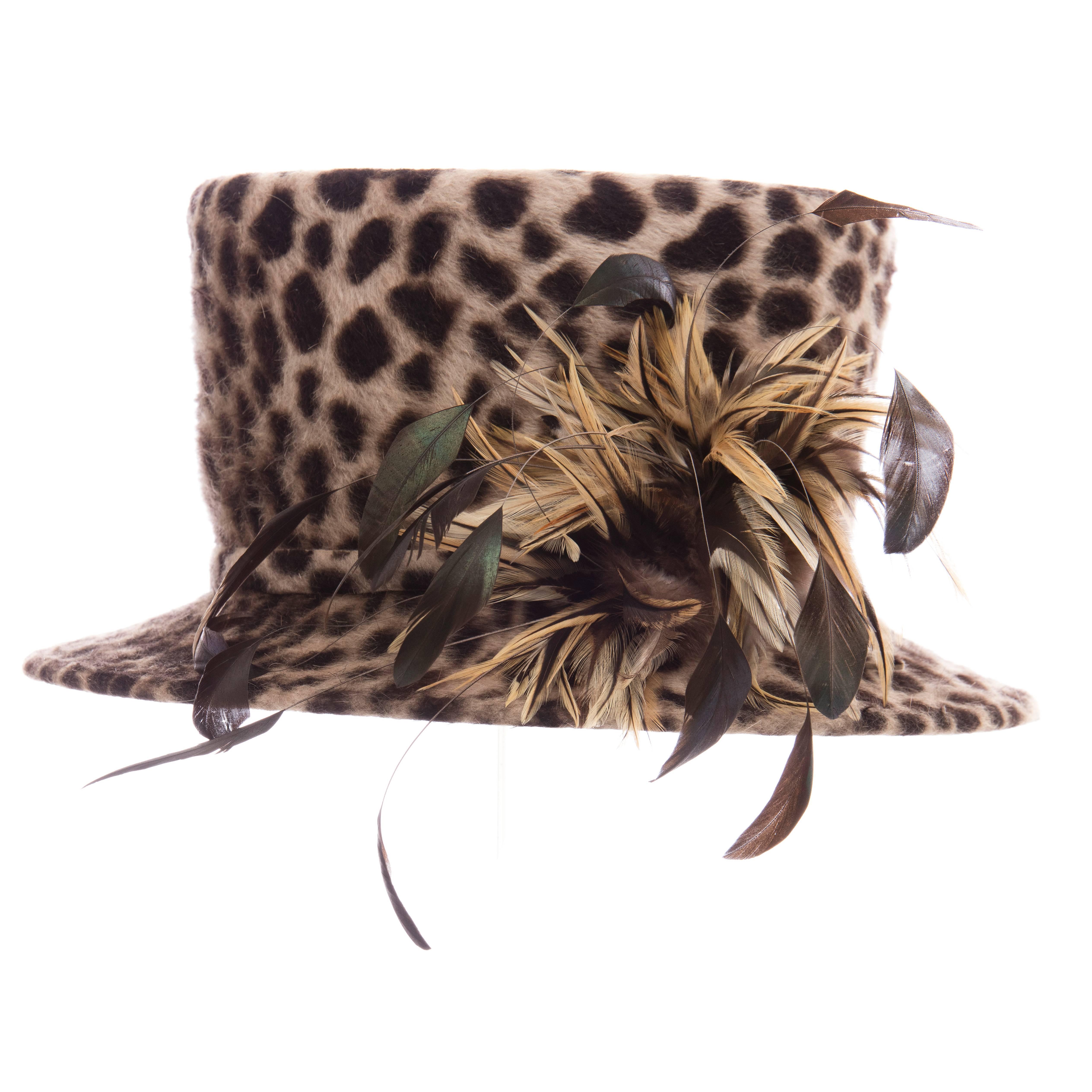 Philip Treacy Wool Cheetah Print Hat 