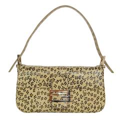 Fendi Beige Leopard Printed Python Baguette/Clutch GHW