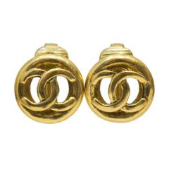 1980's Gold Tone CC Earrings