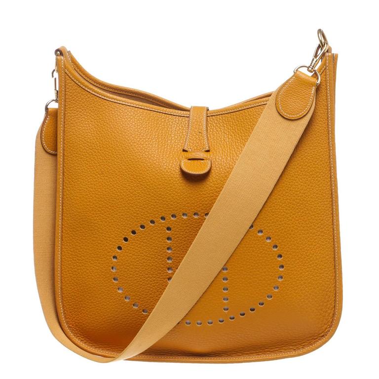 Hermes Mustard Yellow Togo Leather Evelyne I Handbag For Sale at 1stDibs