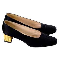 Rare Documented Christian Louboutin Vintage Shoes Gold Leaf Heels 7.5 9