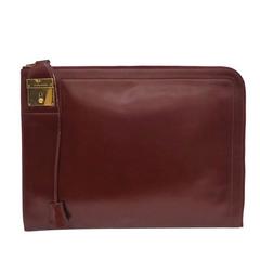Retro Hermes Red Rouge H Box Calf Leather Gold Hardware Envelope Evening Clutch Bag