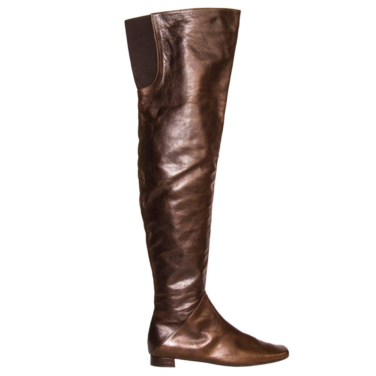 Marni Brown Thigh High Boots For Sale