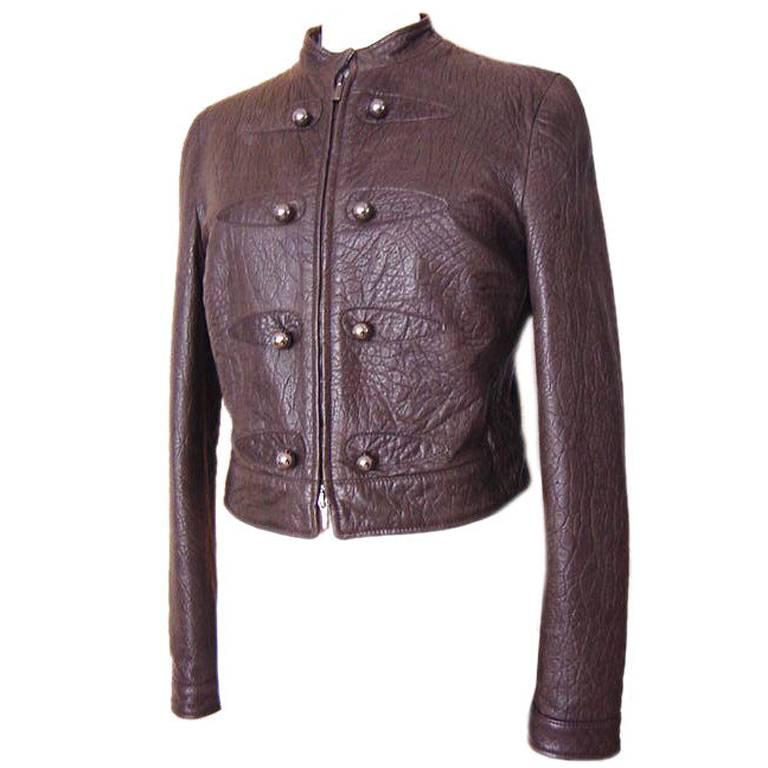 Giorgio Armani Jacket Taupe Leather Hardware Detail 8 / 42 New For Sale