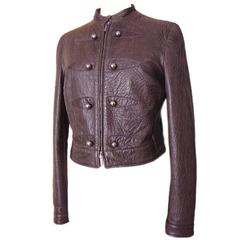 Giorgio Armani Jacket Taupe Leather Hardware Detail 8 / 42 New
