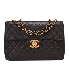 Chanel Vintage Black Quilted Lambskin Maxi Jumbo Xl Classic Flap Bag