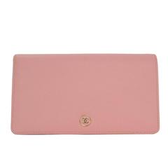 Chanel Pink Caviar Leather Yen Wallet GHW