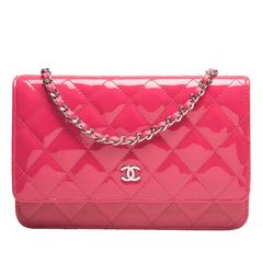 Chanel Fuchsia Pink Patent Wallet On Chain (WOC)
