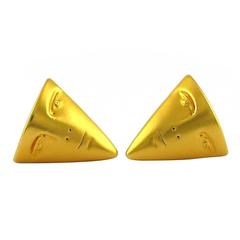 Jean Cocteau Vintage Rare Abstract Face Clip-On Earrings