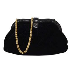 Chanel Vintage Black Velvet Mini Frame Evening Bag GHW
