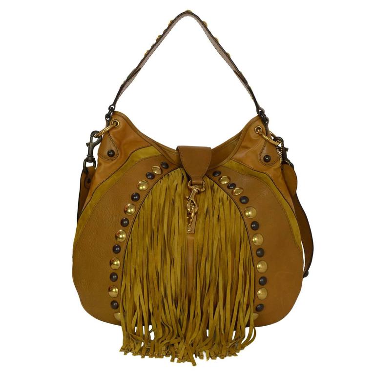 Gucci Mustard Leather and Suede Fringe Hobo Bag GHW For Sale at 1stDibs | gucci mustard bag