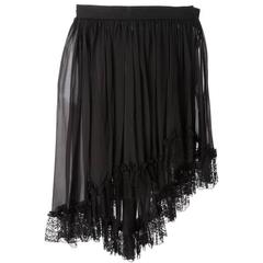 Black Saint Laurent Silk Asymmetric Chiffon Skirt 4