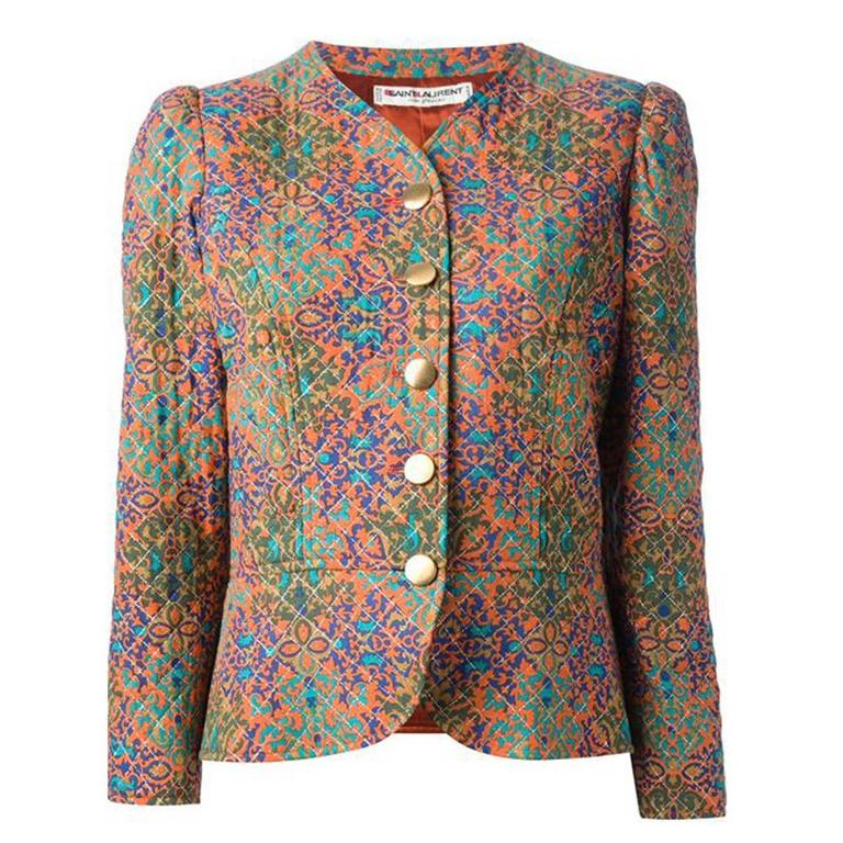Iconic Multico Printed Quilted Saint Laurent Jacket For Sale at 1stdibs