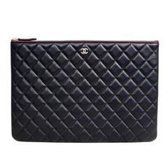 Chanel Black Quilted Lambskin Envelope Clutch No. 20 iPad Case