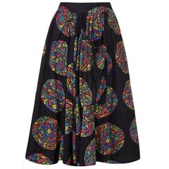1950s Printed Cotton Mexican Skirt 5
