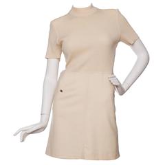 1960s Courrèges Off-White Knitted Wool Dress 12