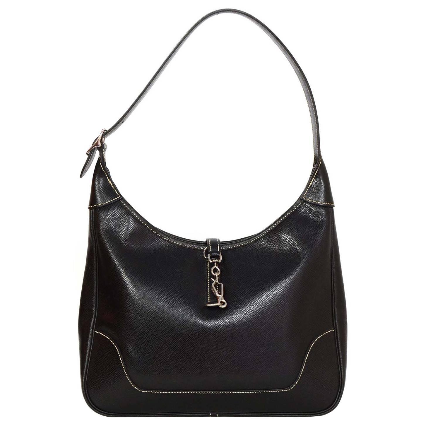 Hermes Black Epsom Leather 31cm Trim Shoulder Bag PHW