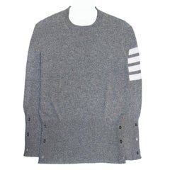 Thom Browne Grey Cashmere Crew Neck Pullover