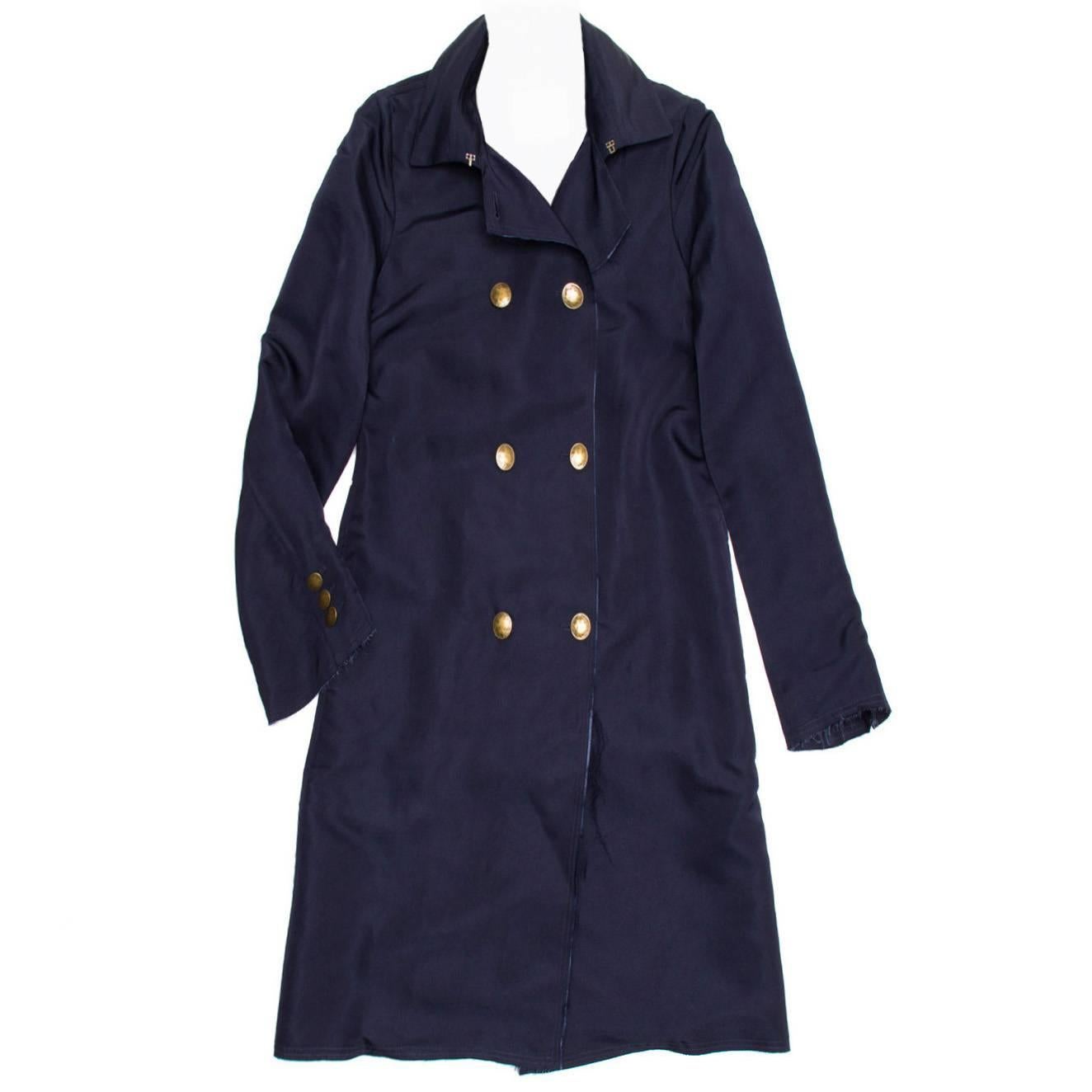 Lanvin Navy Double Breasted Overcoat For Sale