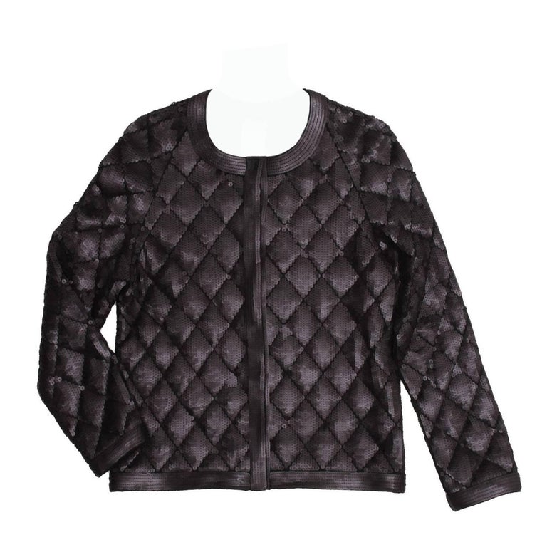 Chanel Black Matte Sequin Quilted Jacket at 1stDibs chanel quilted jacket, chanel quilted coat