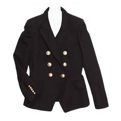 Balmain Black Wool Double Breasted Jacket