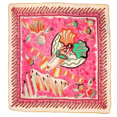 1980s Zandra Rhodes Silk Printed Scarf