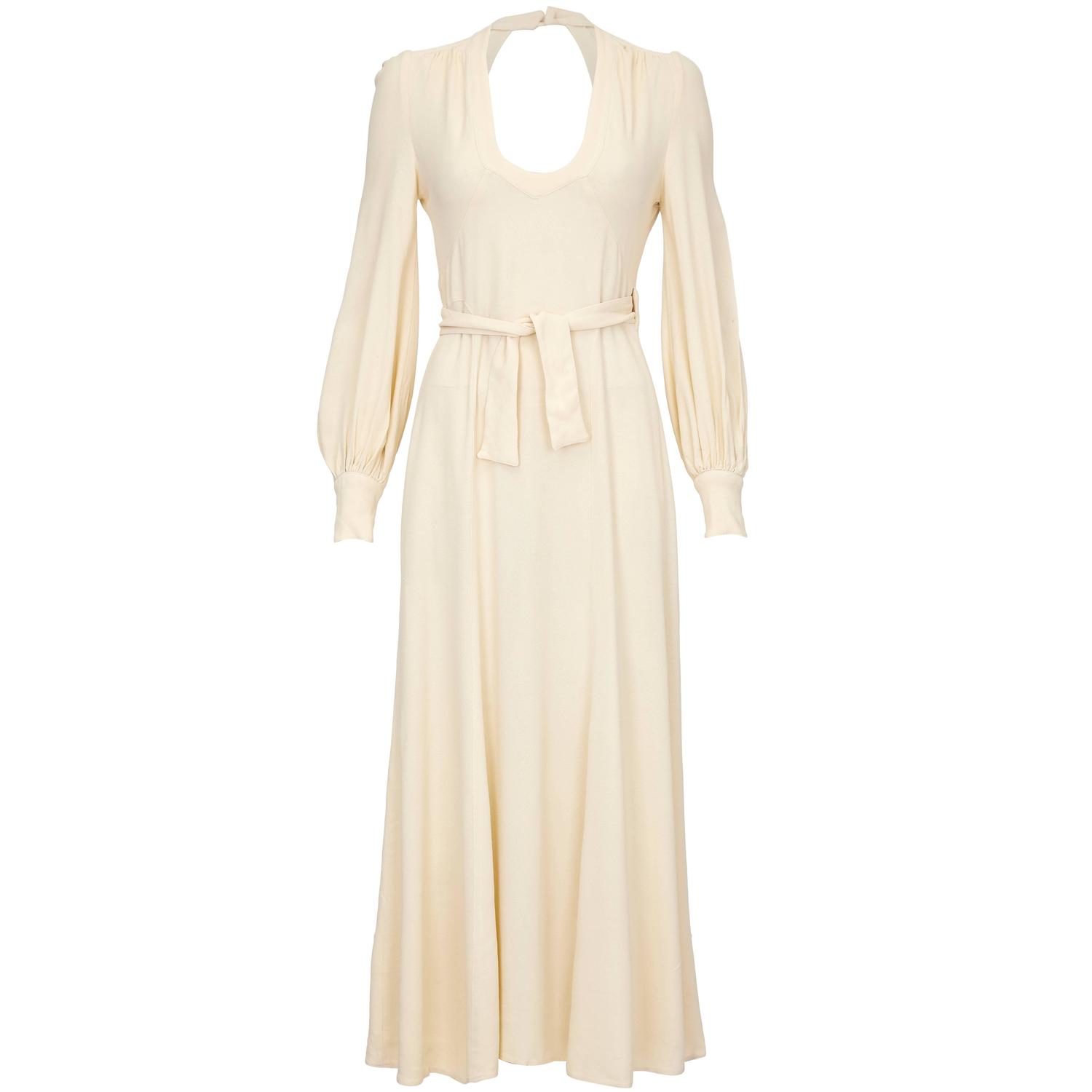 1970s Ossie Clark Buttermilk Moss Crepe Wrap Dress at 1stDibs | ossie clark  buttermilk dress, ossie clark dress, ozzie clarke dress