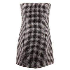 CHRISTIAN DIOR Schwarz Rosa HOUNDSTOOTH BUSTIER-KLEID aus Wolle und Kaschmir Größe 44
