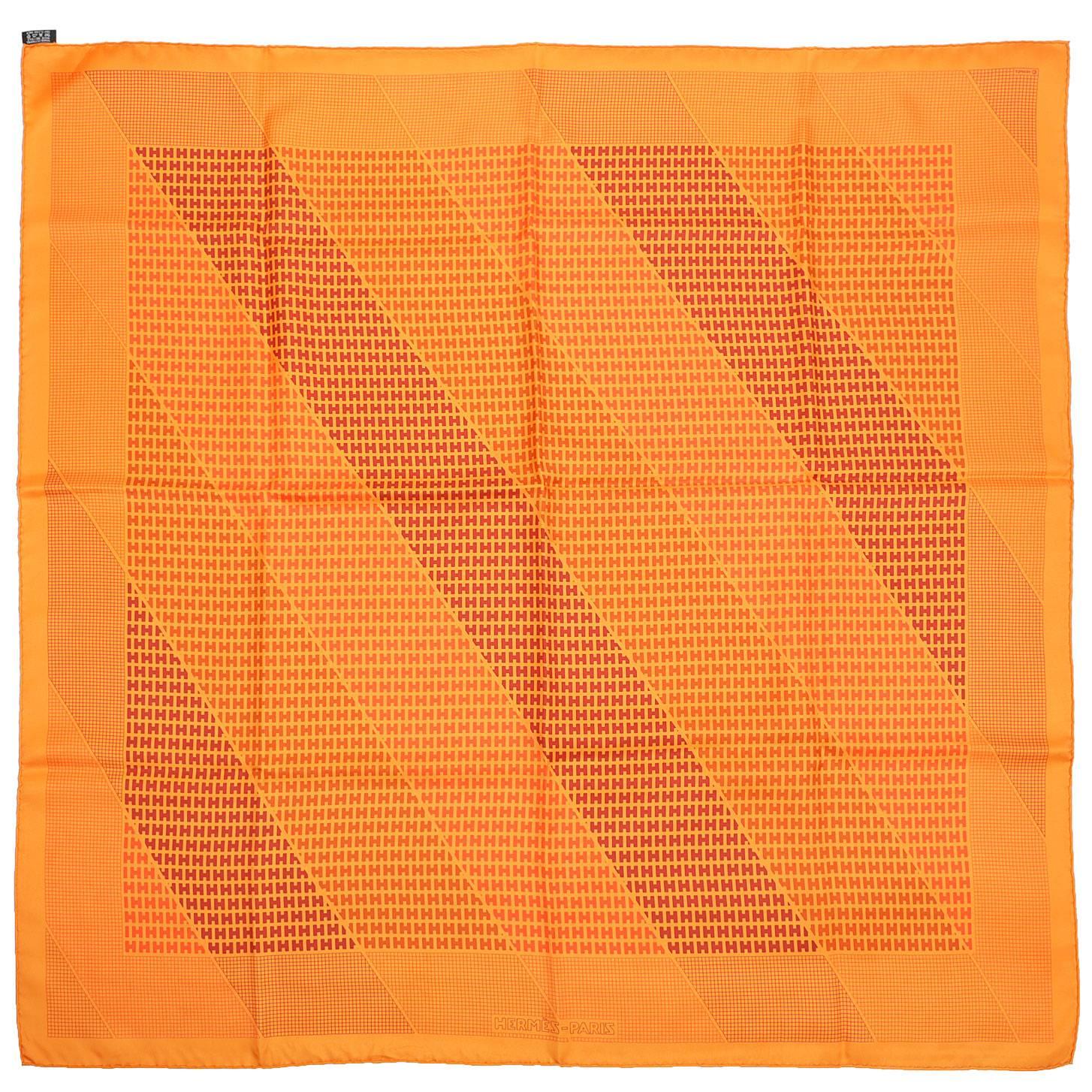 Hermès Orange Silk H Scarf- 90 cm