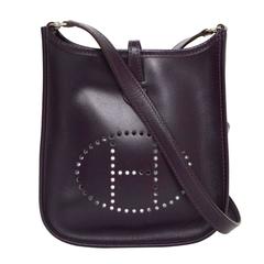 Hermes Purple Box Leather Evelyn TPM Crossbody Bag PHW