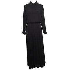 Chanel 1990's Black Sheer Silk Classic Career Dress 52 40