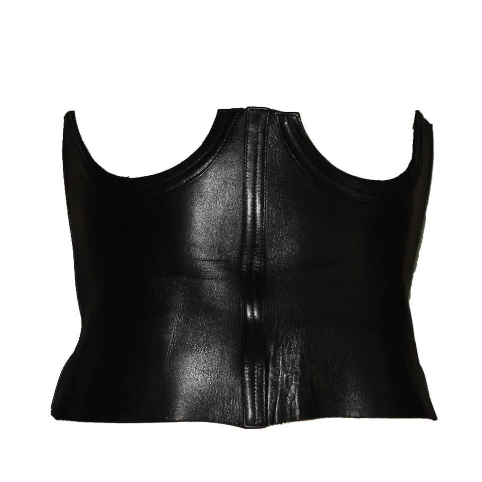 Collector's Iconic Gucci by Tom Ford 2001 Black Leather Corset Bustier Corsage