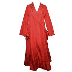 Sonia Rykiel - Jupe et manteau de soirée en taffetas de soie rouge, taille 52 40, années 1980