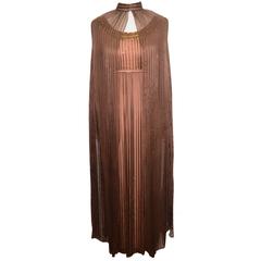 Alfred Bosand Vintage 1960s Beaded Silk Chiffon Overlay Gown with Shawl