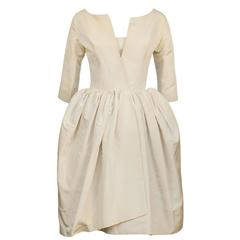 1950's Dior Beige Silk Robe de Soir