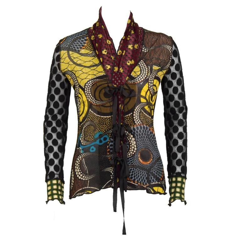 BLOUSE JEAN PAUL GAULTIER VINTAGE - IMPRIMÉ MULTICOLORE LIGNE SOLEIL - TAILLE L/44 - NEUVE AVEC ÉTIQUETTES