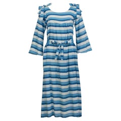 Vintage 1970's Sonia Rykiel Blue Striped Peasant Dress