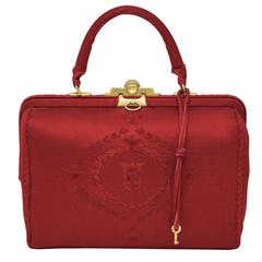 1960's Roberta di Camerino Red Cut Velvet Handbag 