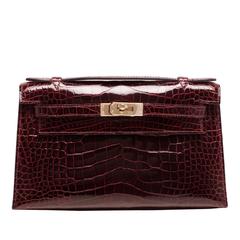 Hermes Rose Tyrien Shiny Porosus Crocodile Kelly Cut For Sale at ...  