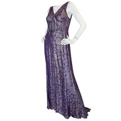 Rare & Extraordinary 1920s Purple & Gold Metallic Lame Gown