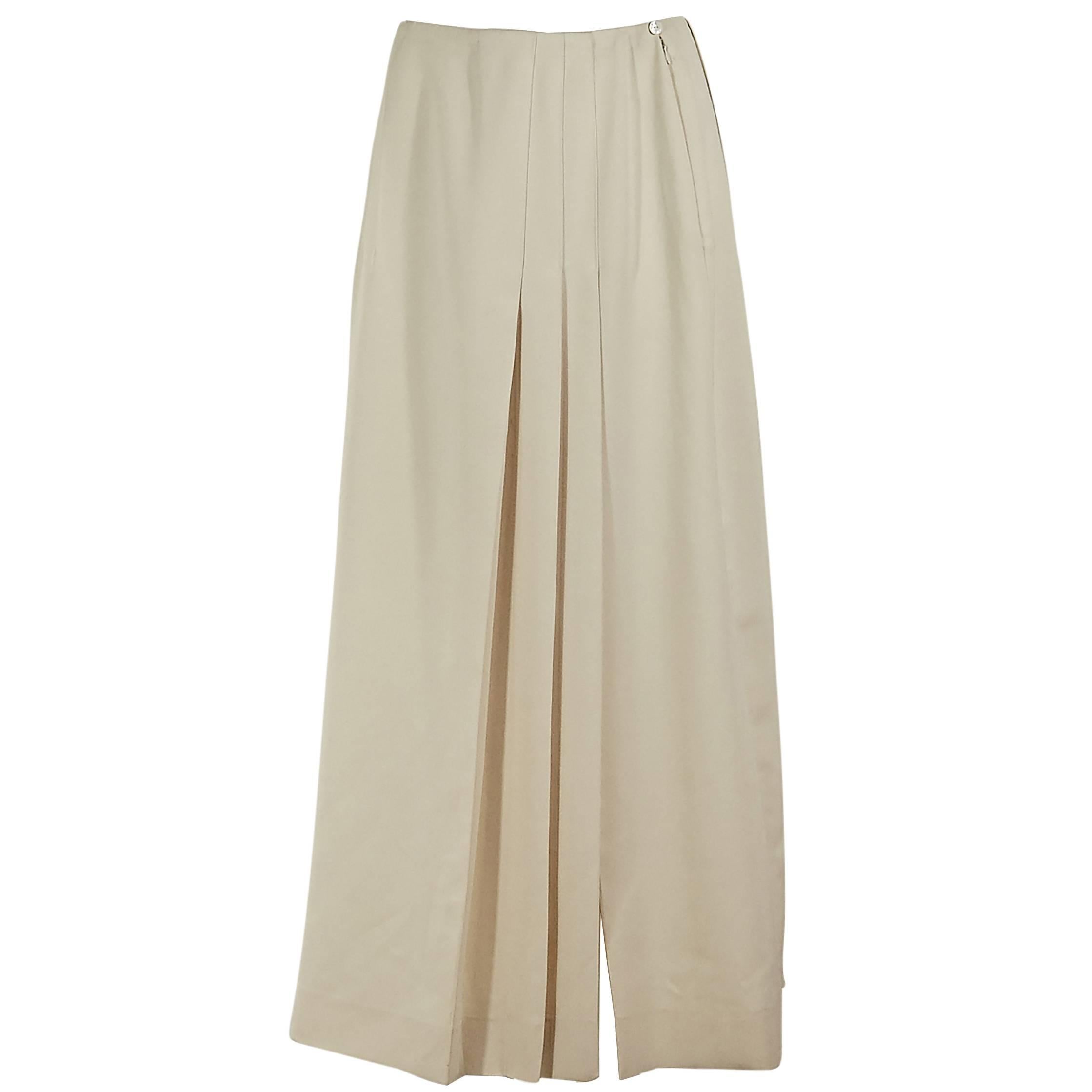 Ivory Chanel Diagonal Pleated Skirt