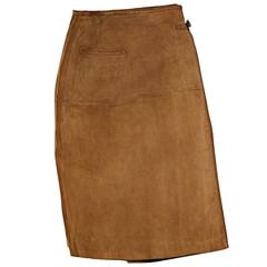 Tan Hermes Suede Wrap Skirt